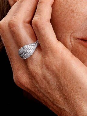 PANDORA 925 Ale Silver Pavé Square Cocktail Ring